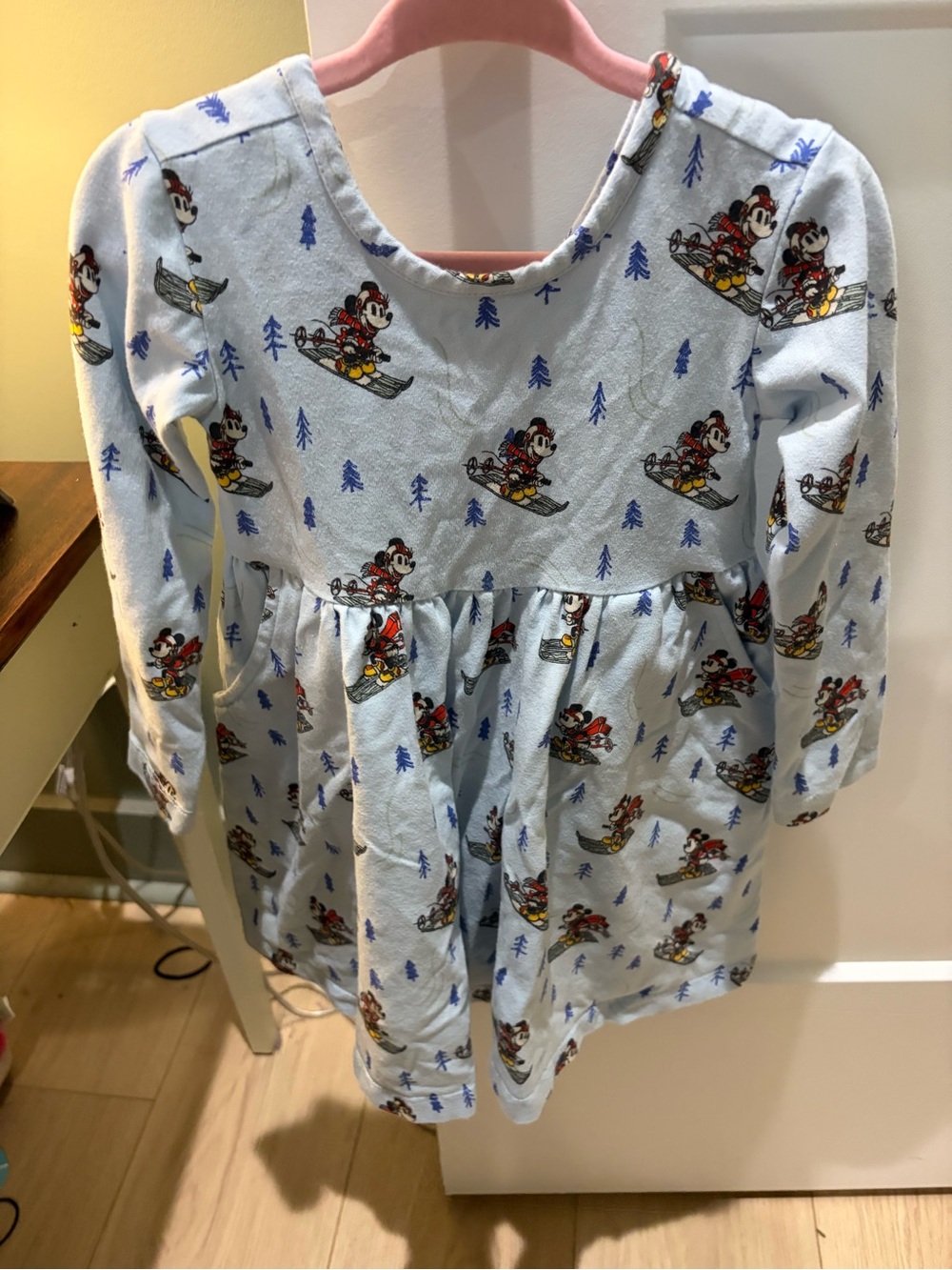Light Blue Kids Pajama Dress with Character Print